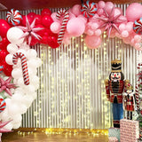 181Pcs Christmas Balloons Garland Kit With White Sliver Red Pink Candy Foil Balloons,Red Pink Explosion Star Foil Balloons For Xmas Birthday Party Or New Year Party Decorations