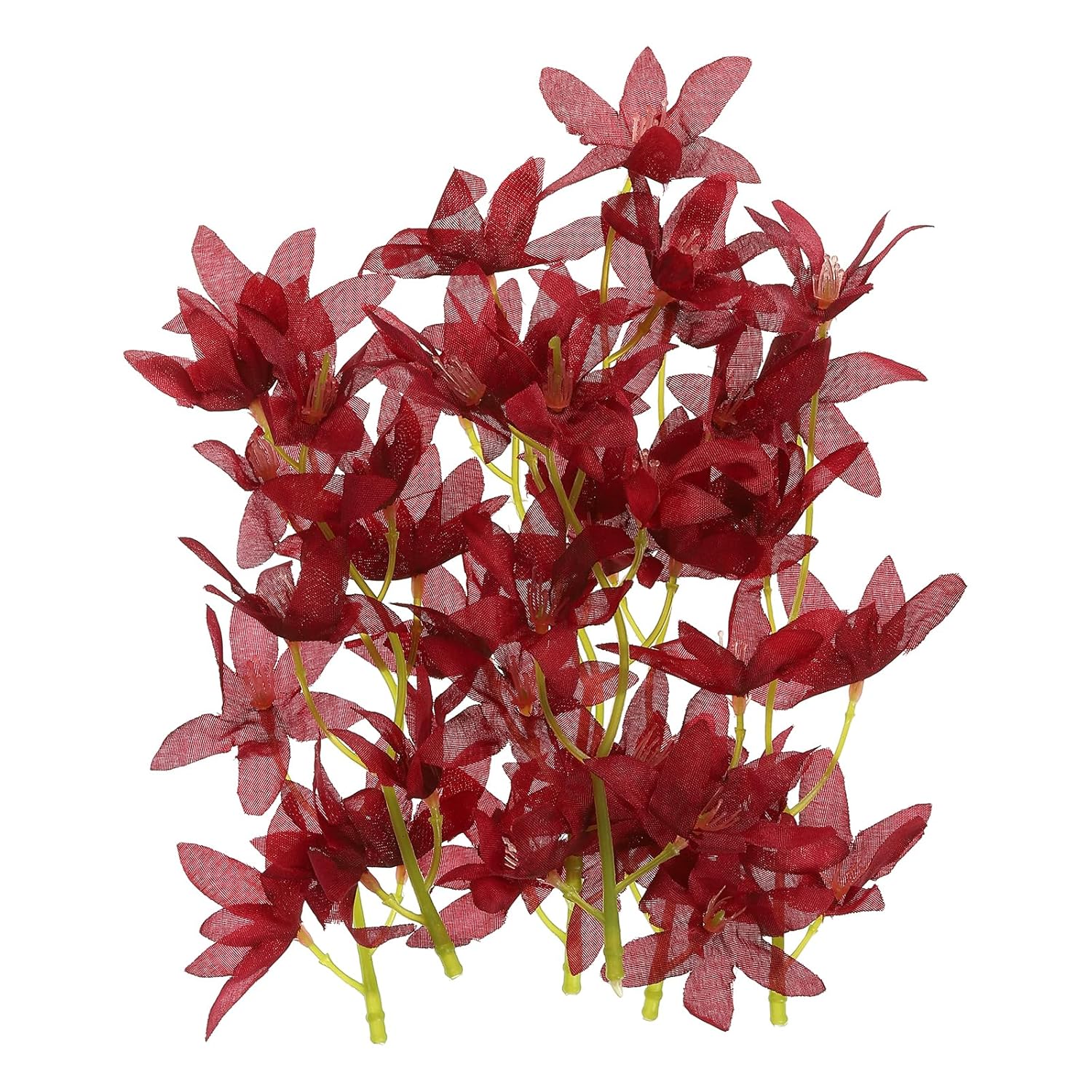7 Inch Artificial Orchid Flower, 24 Pcs Floating Candles Simulation Flower Cylinder Vase Fillers For Home Wedding Decoration, Burgundy