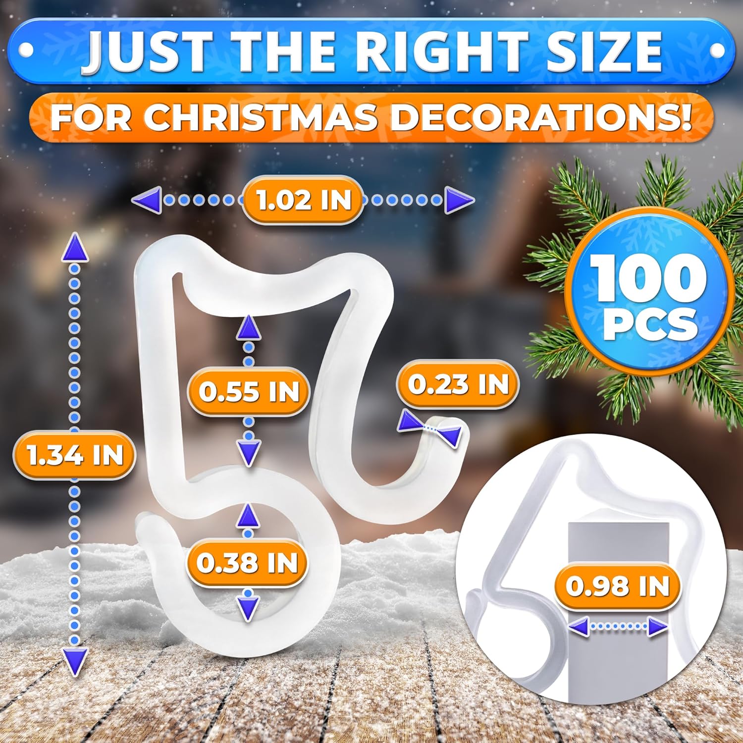 Gutter Clips For Christmas Lights – Christmas Light Gutter Clips 100 Pack – Weatherproof, Plastic, Translucent, Flexible & Long Lasting | Easy To Install For Roof, Gutters, Outdoor String Lights