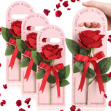 4 Sets Valentine'S Gift Artificial Single Rose Bouquet With Handheld Packaging Box High Simulation Long Stem Forever Single Rose Flower Romantic Gift For Mother'S Day Birthday Wedding(Red)