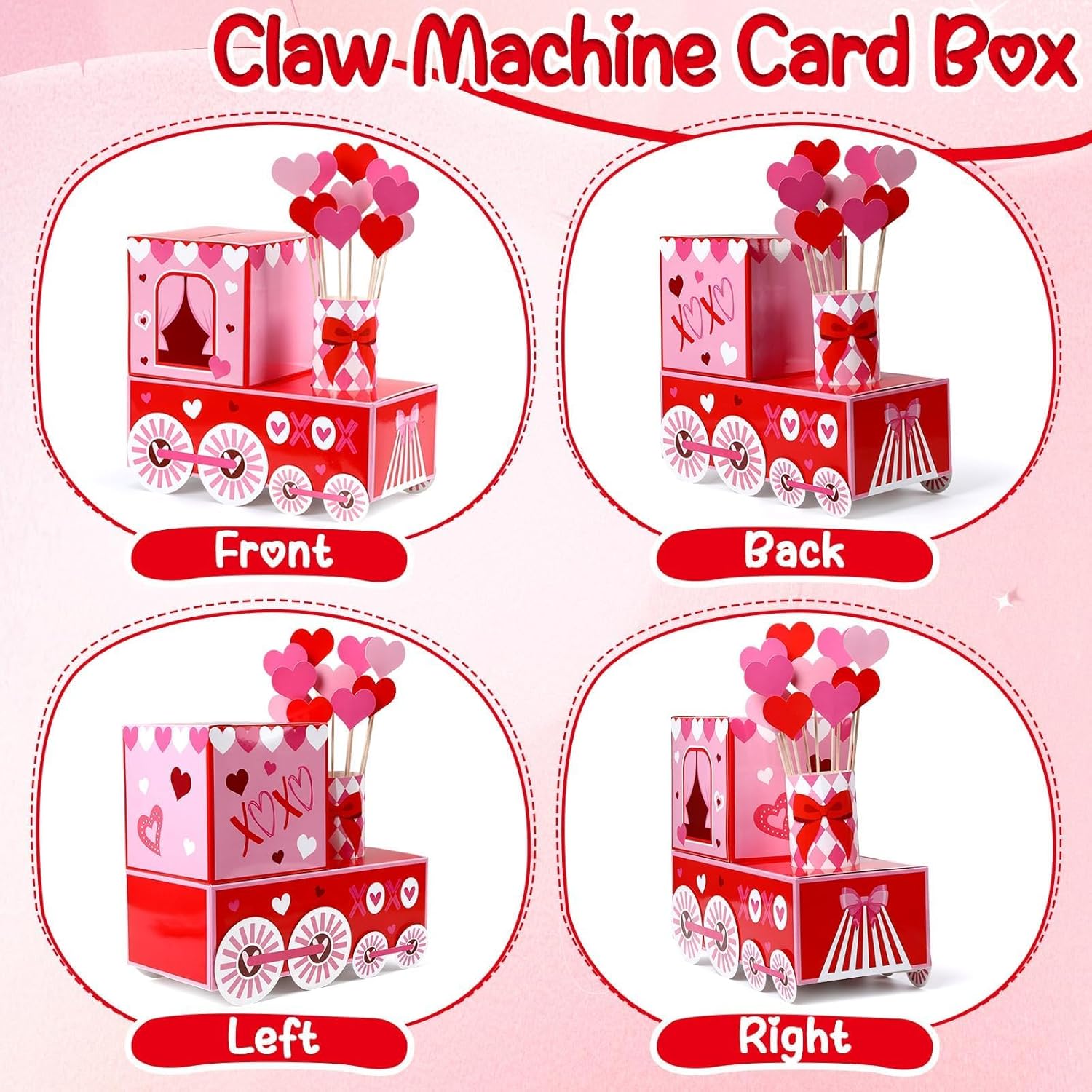 50 Pcs Large Valentine'S Day Card Box For Exchange Valentine'S Day Train Mailbox For Classroom Exchange Valentine Card For Train Heart Party Favors