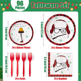 Christmas Plates Napkins Tableware - 96Pcs Funny Xmas Movie Party Forks Dinnerware Set Decorations Supplies, Winter Story Themed Disposable Tableware Favor For Christmas Holiday (24 Guests)