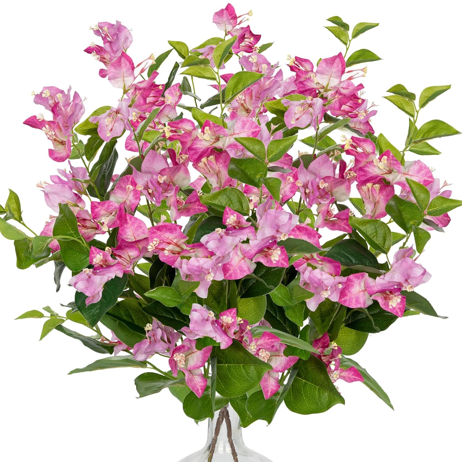 2Pcs Bougainvillea Artificial Flowers Bouquets Pink Fake Flower Silk Flowers With Long Stem Floral Arrangements Faux Bougainvillea Flower Plant For Diy Wedding Party Centerpieces Home Decor