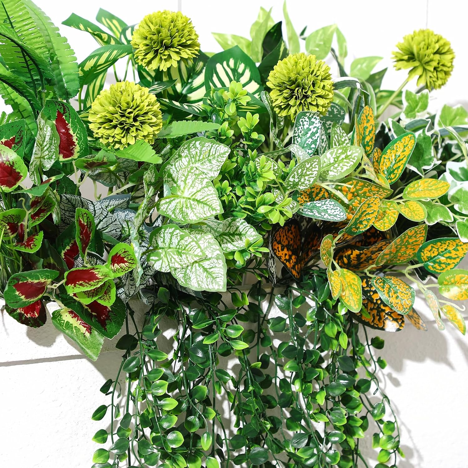 18 Pcs Outdoor Artificial Plants Flowers Uv Resistant Fake Bushes Greenery Stems Faux Shrubs For Outdoor Window Box Patio Porch Yard Decor(Plant)