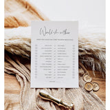 Bridal Shower Games, Would She Rather Bridal Shower Game For 50 Guests, Minimalist