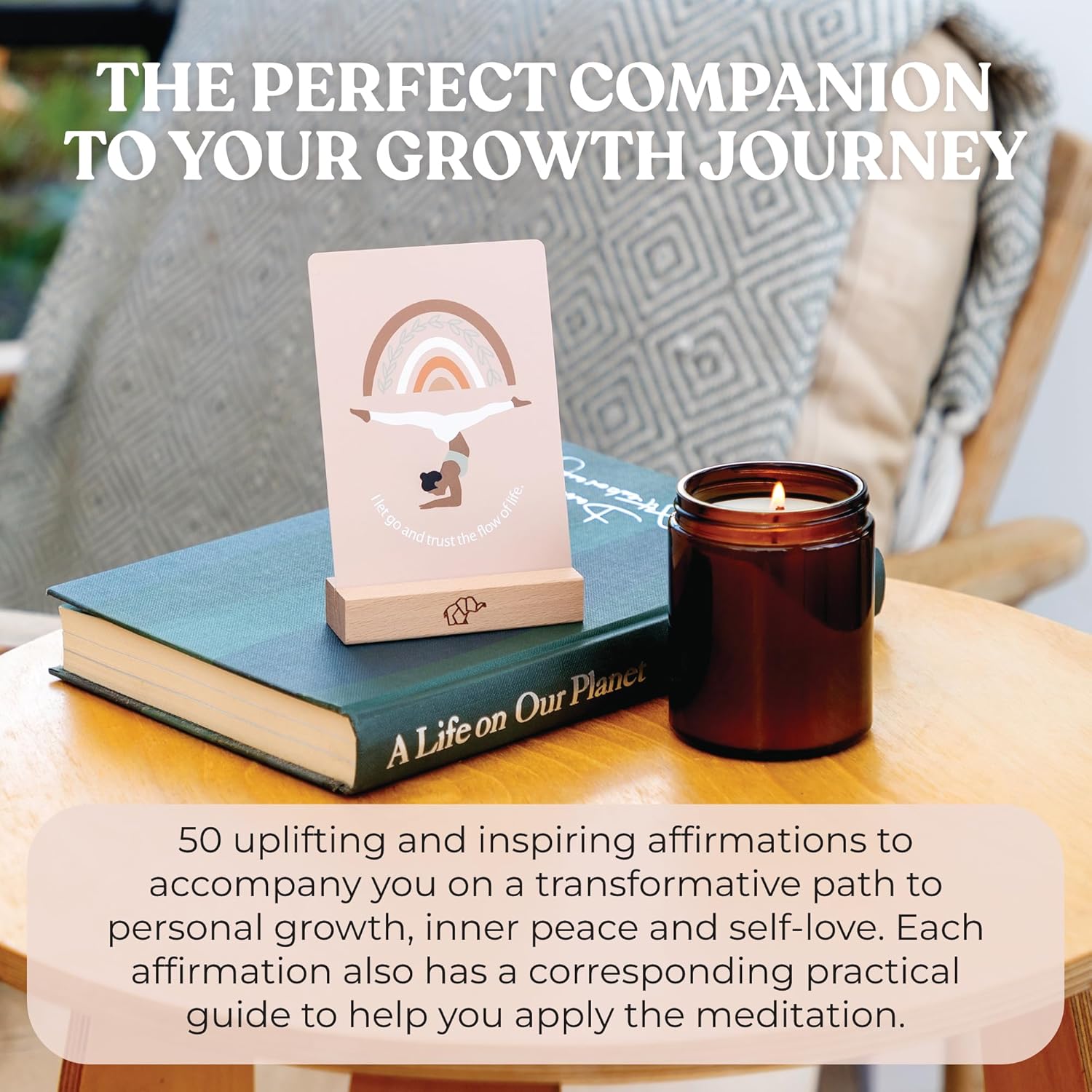 Daily Positive Affirmation Cards For Women - 50 Mindfulness Meditation Cards For Self Care In Tin Box With Wooden Stand - Motivational & Inspirational Gifts For Women, Best Friend, Sister