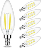 E12 LED Candelabra Bulbs 6 Pack 60W Equivalent 5000K Daylight Dimmable Filament Chandelier Light Bulbs