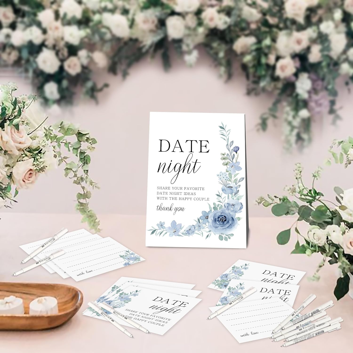 Date Night Game Sign And 50 Date Night Cards Bridal Shower Bachelorette Games Supplies Rustic Bridal Shower Wedding Decorations-Dnc06