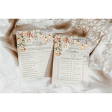 Rustic Wood And Floral Wedding Bridal Shower Games - Would She Rather, Guest Quest, He Said She Said, And Love Match - 25 Games Cards Per Game
