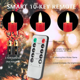 Red Flameless Taper Candles With Rmote, 9.6" Real Wax Battery Operated Candles With 3D Wick, 6 Pack Flickering Led Candlesticks, Electric Candle For Home, Wedding, Party, Decor