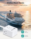 360 Rotating Power Strip 3 AC Outlets 4 USB Ports 6FT Wall Mount White
