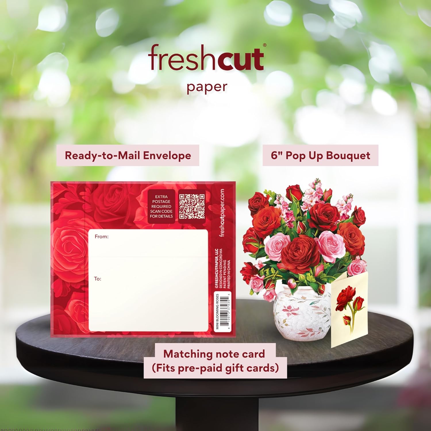 Pop Up Cards, Mini Blooming Roses, 6 Inch Mini Sized Forever Flower Bouquet 3D Popup Greeting Cards, Valentine'S Day, Anniversary Card, Blank Notecard & Envelope