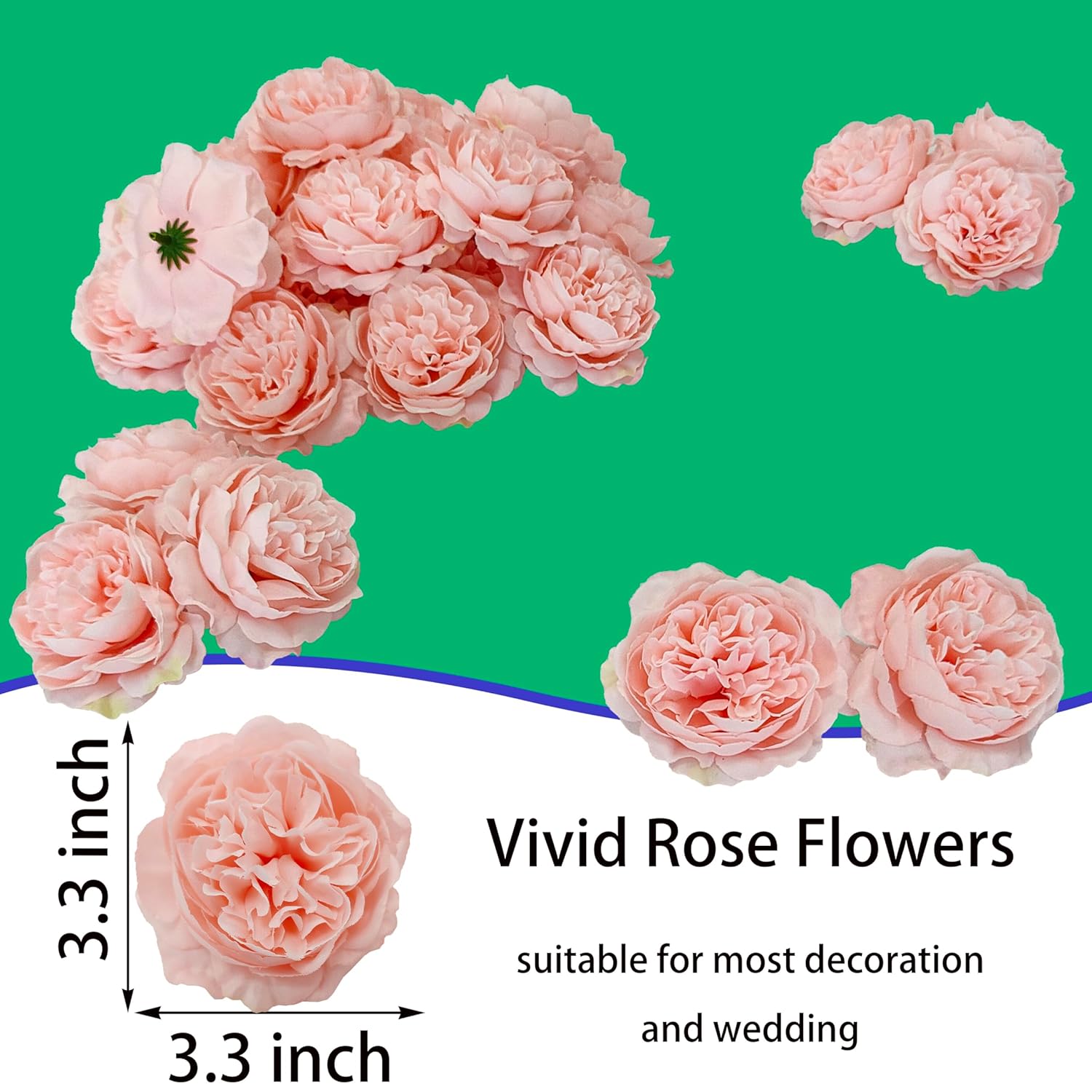 40 Pcs 3.3'' Fake Flower Heads For Craft,Rose Heads Artificial Flowers,Silk Rose Heads Bulk,Satin Rose Heads No Stem For Diy Flower Well,Crafts Bouquest (40, Blush)