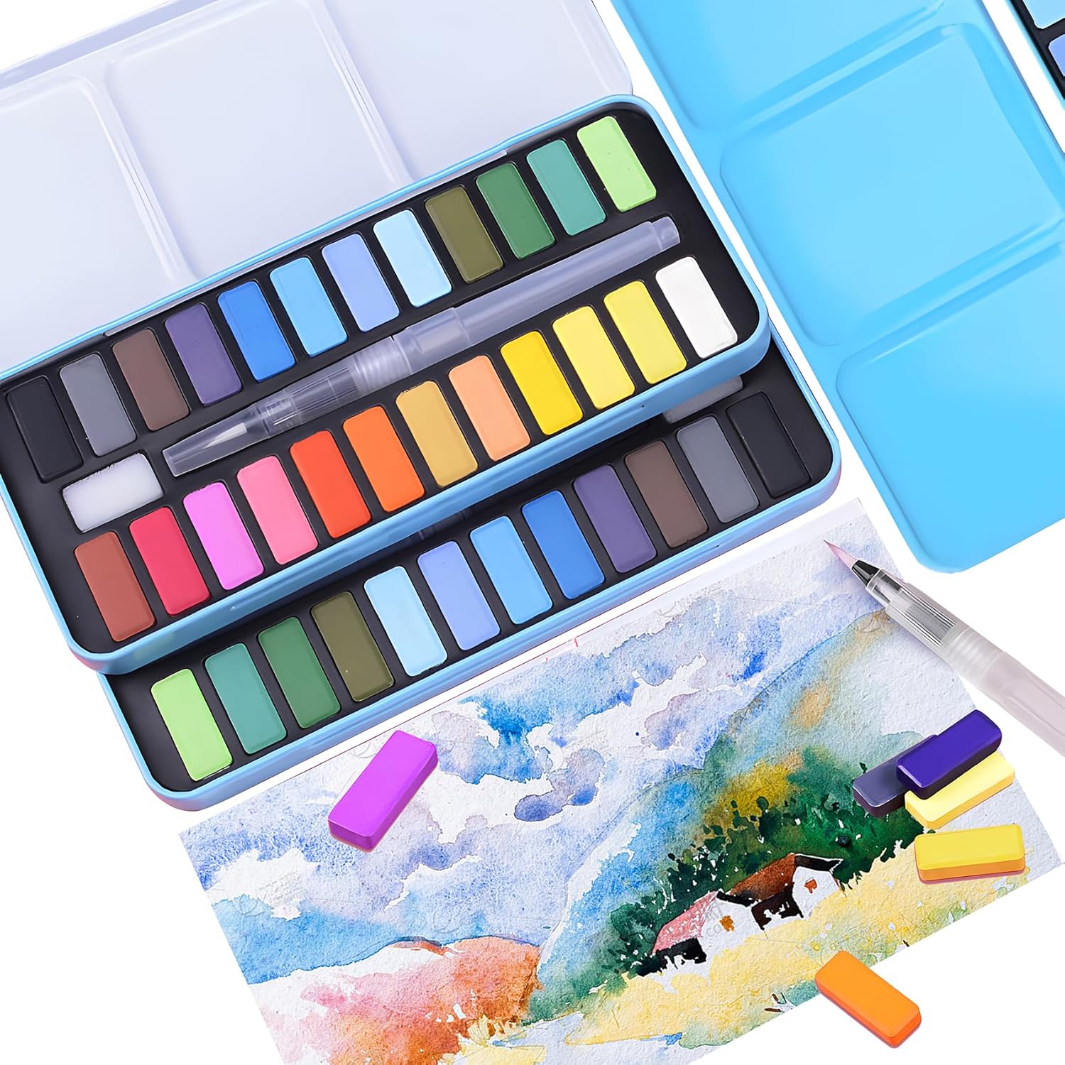 Supplies Watercolor Paint 24 Vibrant Colors - Lightweight And Portable - Perfect For Budding Hobbyists And Professional Artists