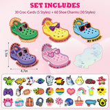 Valentines Day Cards For Kids School - Valentines Day Gifts For Kids 30Pcs Cards With 60 Shoe Charms Bulk For Boys Girls Exchange Gift Classroom Party Favors
