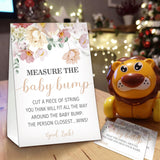 Baby Shower Games Measure The Baby Bump Game, Floral Theme, How Big Is Mommy'S Belly Party Supplies. 1 Sign And 50 Guessing Cards.