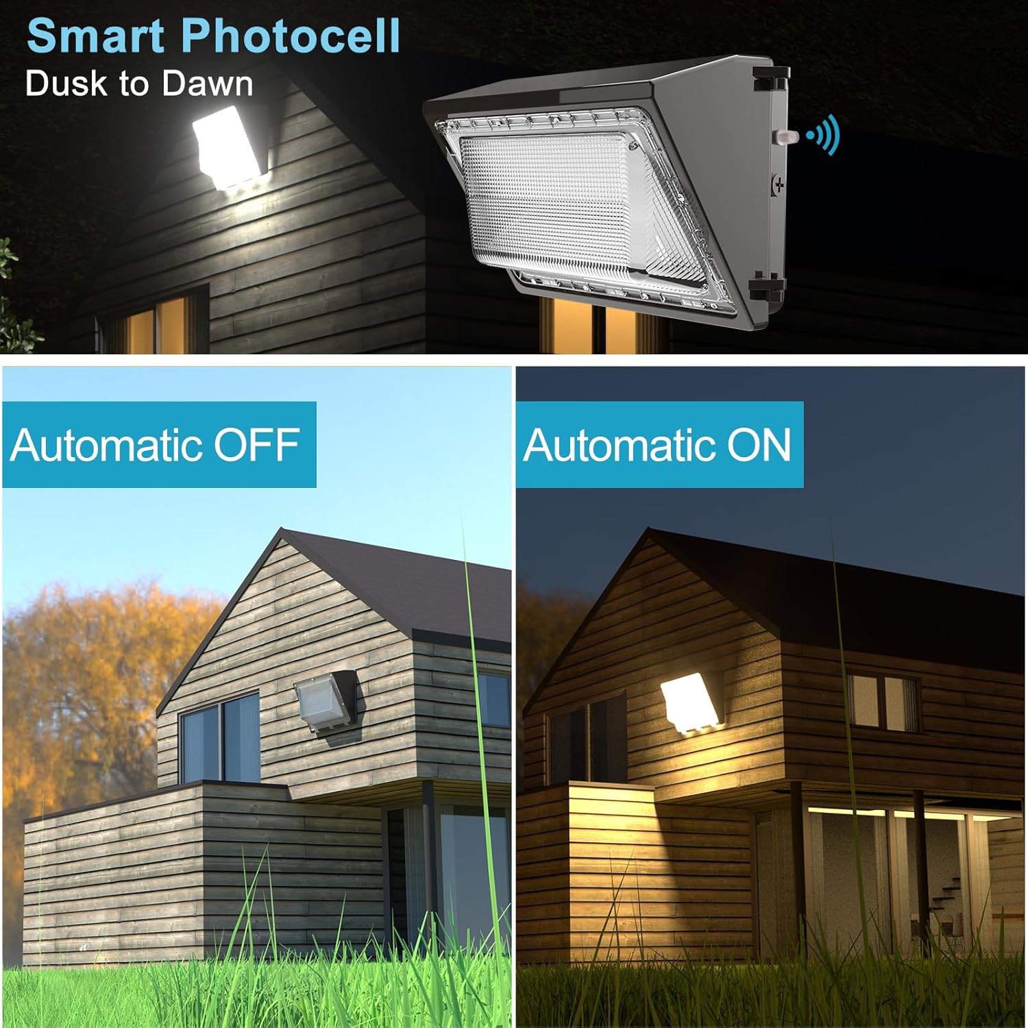 2 Pack 250W LED Wall Pack Lights 37500LM Outdoor Security Lighting with Dusk to Dawn Photocell IP65 Waterproof