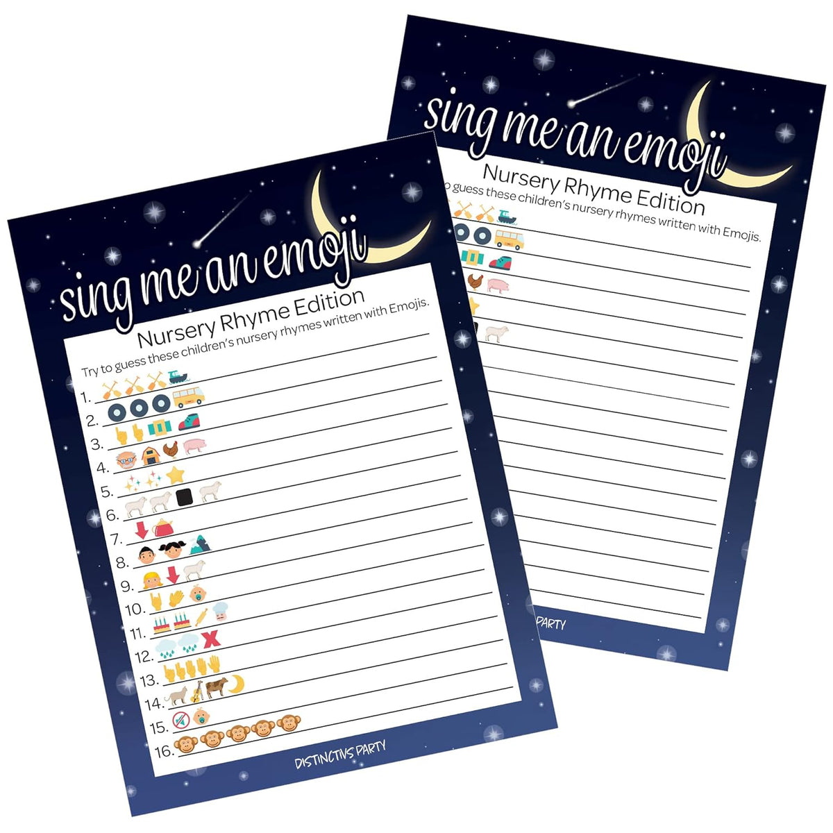 Over The Moon Baby Shower Games, Emoji Game Cards - Twinkle Twinkle Little Star Baby Shower - 20 Count