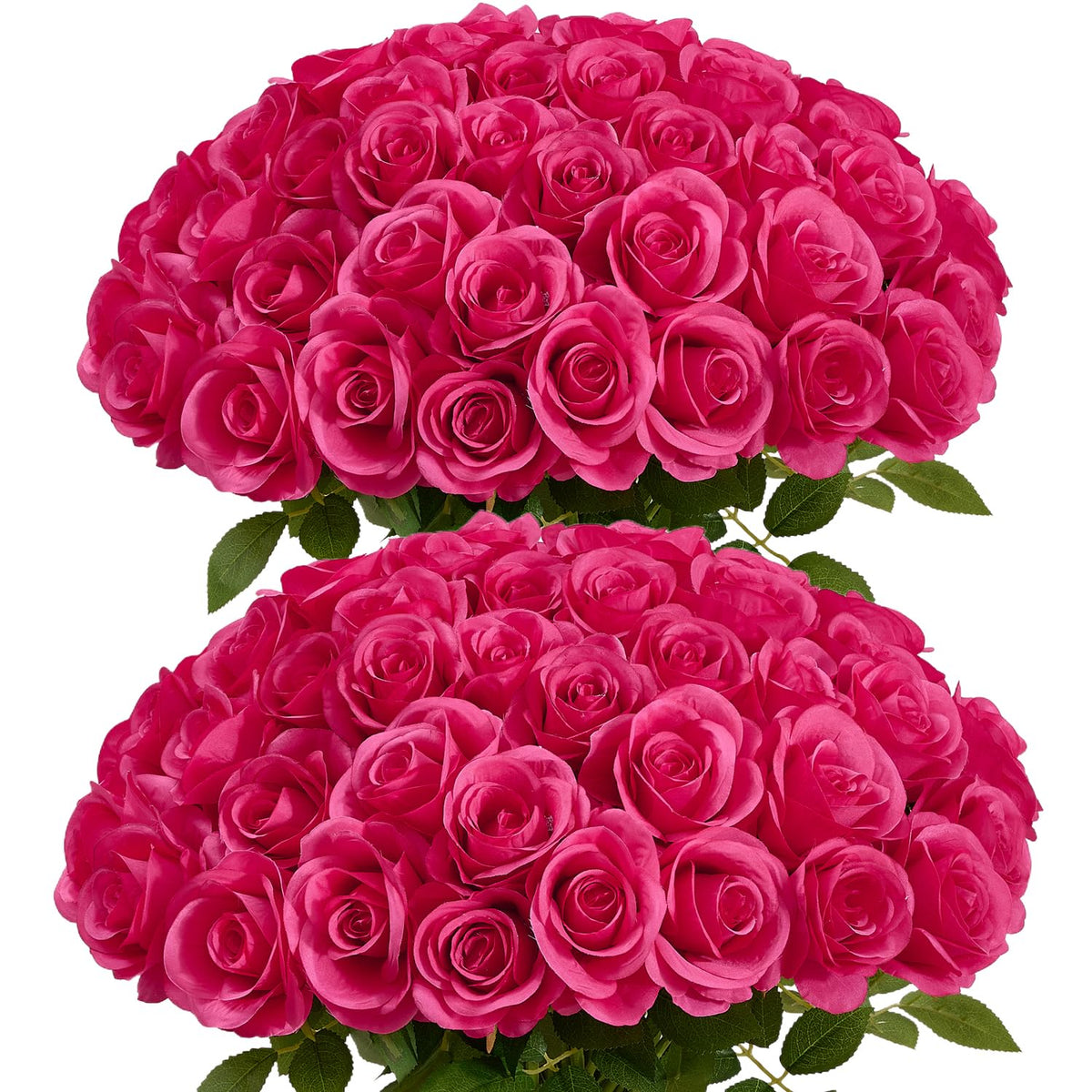 60 Pcs Fake Hot Pink Roses Artificial Flowers Bulk Realistic Silk Faux Rose With Stems For Wedding Decoration Anniversary Bridal Bouquet Diy Floral Arrangement Romantic Home Decor Gifts