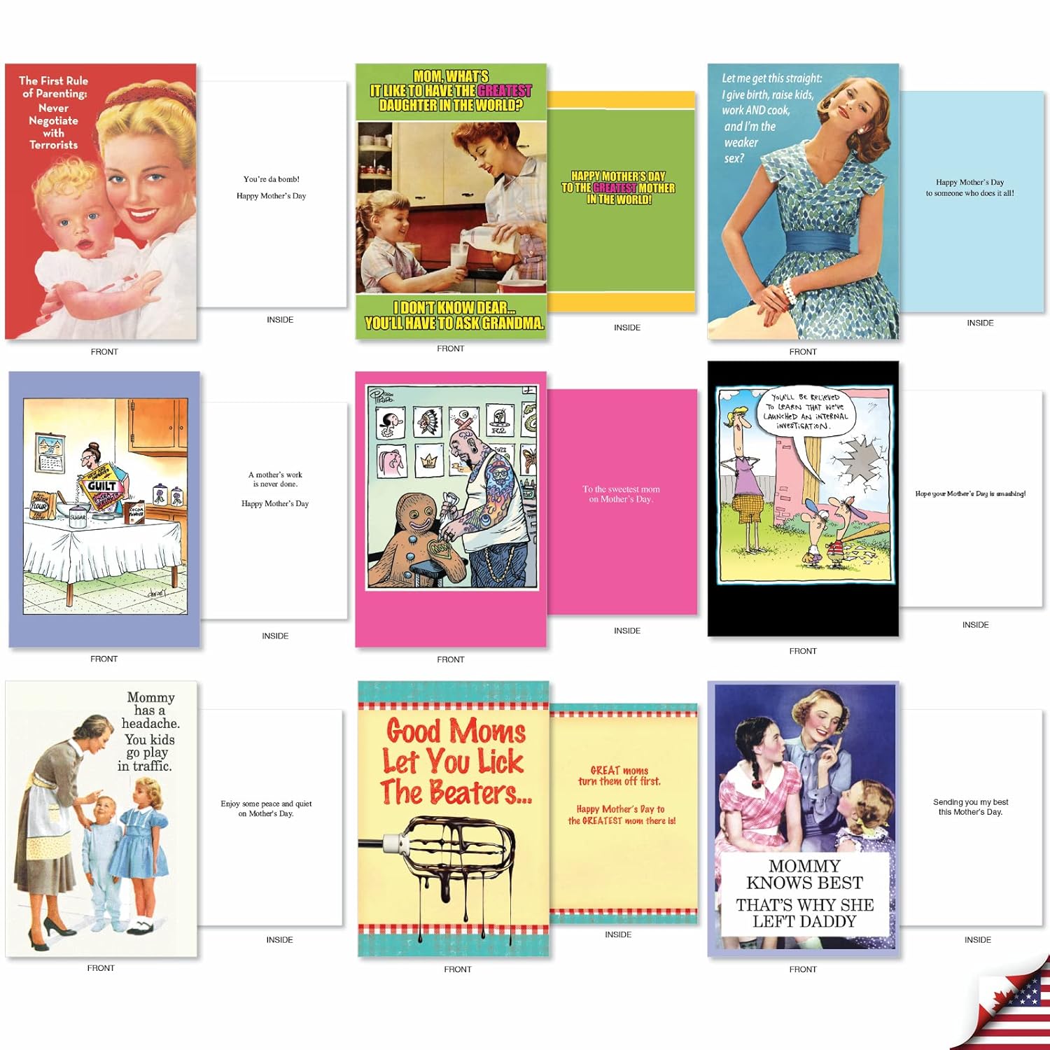- 36 Assorted Funny Mother'S Day Greeting Cards Bulk Box Set W/ 5 X 7 Inch Envelopes, Humor For Moms, Daughter, Sister, Girlfriend (36 Designs, 1 Each) Mother Lode Ac9379Mdg-B1X36