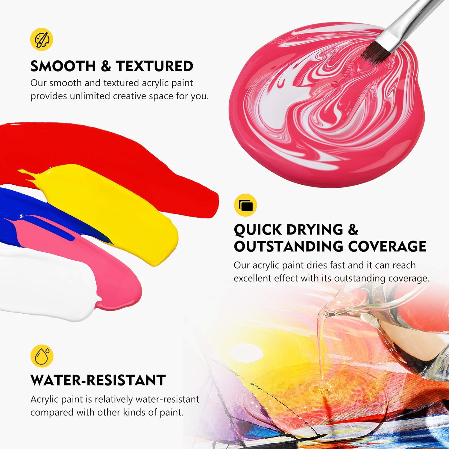 Acrylic Paint Set, 14 Vibrant Colors (280Ml / 9.47Oz Each), Large Bulk Acrylic Paints For Artists & Beginners, Rich Pigment Craft Paint For Canvas, Wood, Ceramic, Fabric