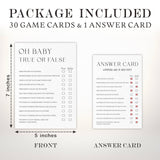 Oh Baby! True Or False Game Kits For Baby Shower - Minimalism Pearl White - 30 Fill In The Blank Game Cards With 1 Answer Card Each Set, Gender Reveal, Gender Neutral?Party Favor & Supplies - A04