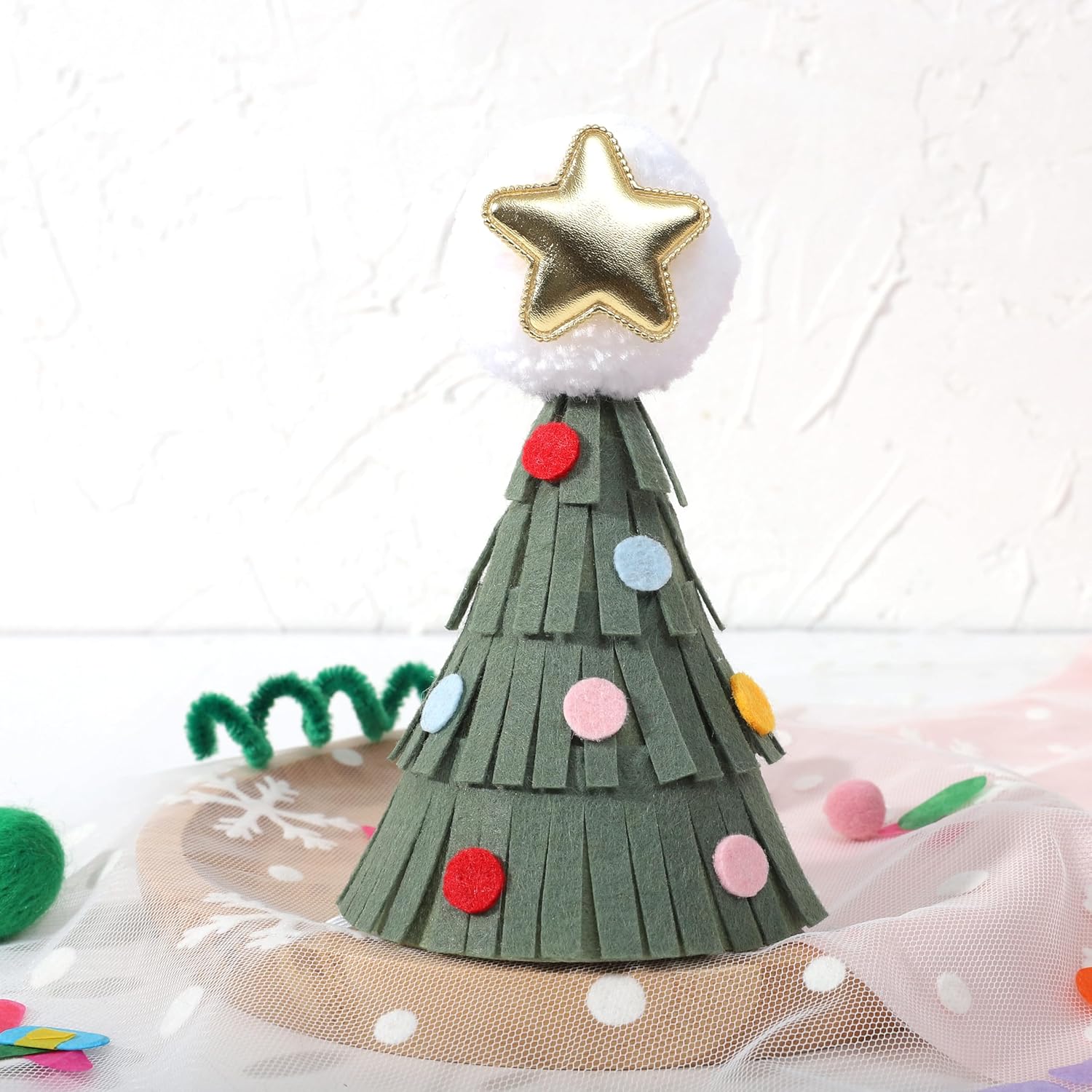 Christmas Tree Party Hat - 1St Birthday Hat, Pet Hat, Winter Birthday Decor (Green Christmas Tree Hat)