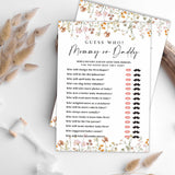 Baby Shower Game Cards, 30 Floral Theme Double-Sided Game Cards For Baby Announcement, Guess Who Mommy Or Daddy Game Cards, Spring Flower, Gender Reveal Party Favor, Activity - C06