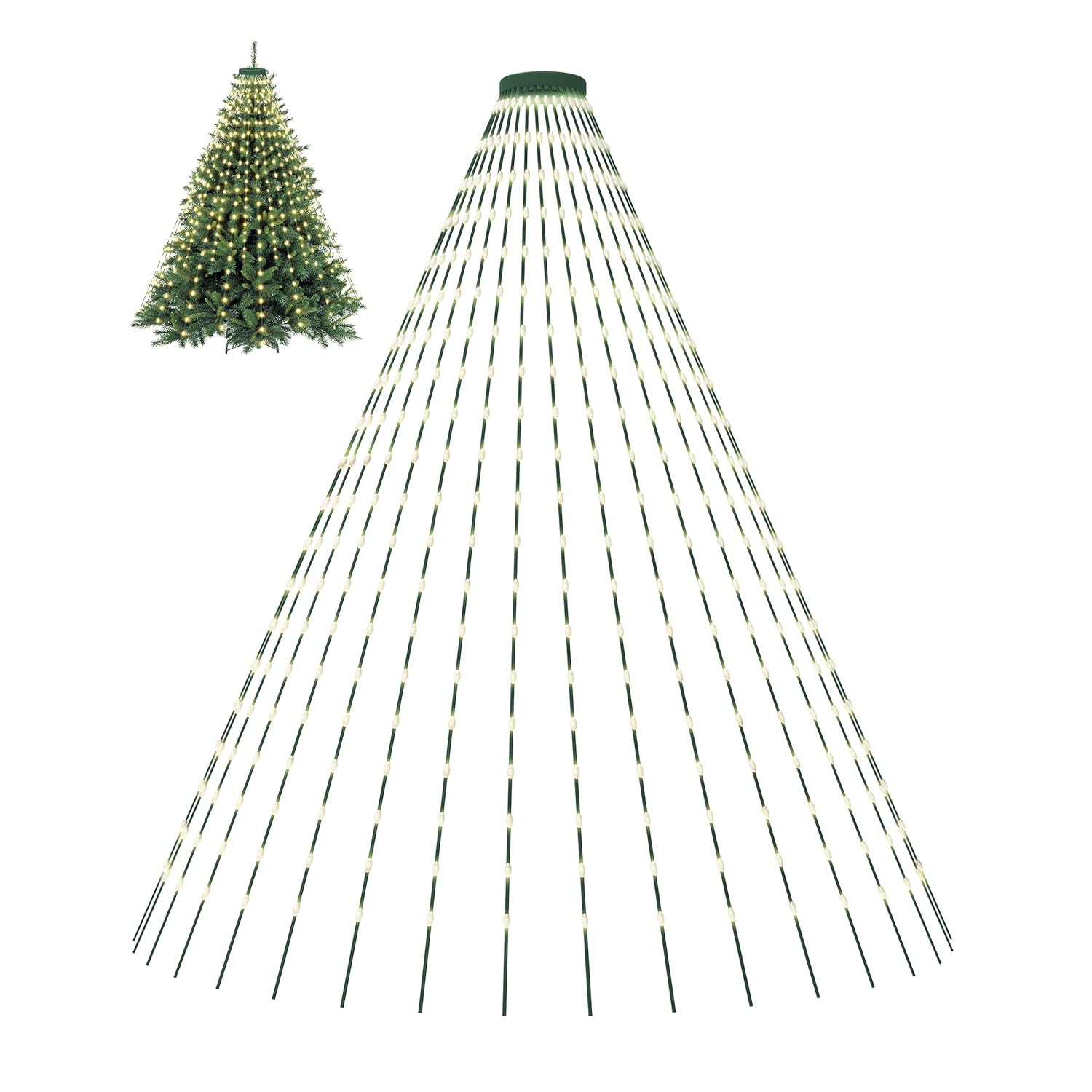 Christmas Tree Lights, 400 Led Christmas Lights With 8 Light Modes & Memory Function, 6.6Ft X 16 Lines Outdoor Christmas