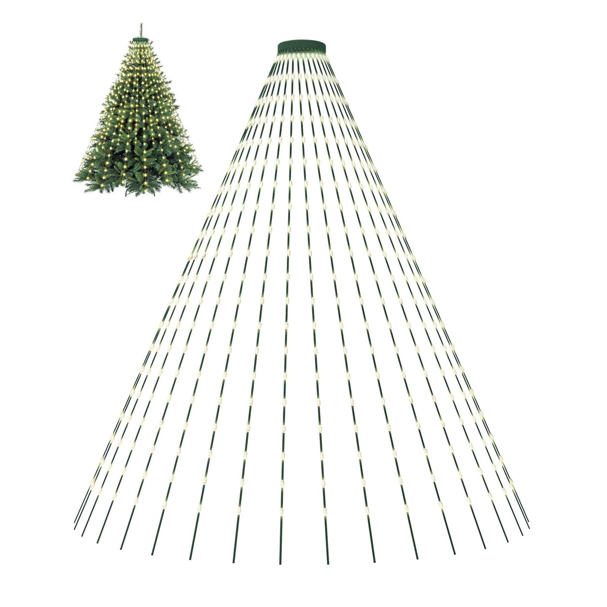 Christmas Tree Lights, 400 Led Christmas Lights With 8 Light Modes & Memory Function, 6.6Ft X 16 Lines Outdoor Christmas