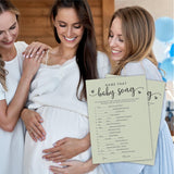 Genderreveal Game:Green Double Print-Name That Baby Song Game-30 Cards Game & 1 Answer Card-Minimalism Baby Shower Party Game