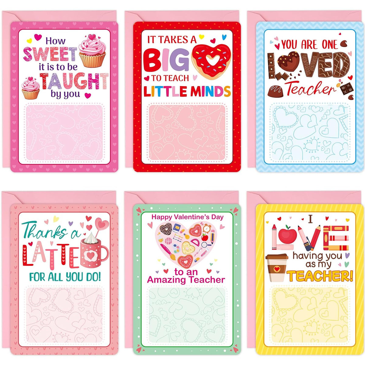 Valentines Day Cards For Teacher Valentine Teacher Gift Card Holders Holiday Appreciation Cards With Envelopes For School Office Exchange Supplies Ornament Favors 12Pcs