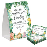 Dinosaur Guess How Many Candies Are In The Jar Game For Baby Shower, Pack Of One 5X7 Sign And 50 Guessing Cards, Greenery Baby Shower Decoration, Gender Neutral Party Supplies - Gc07