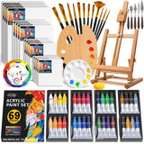 Acrylic Paint Set For Adults & Kids, 69 Pcs Canvas Painting Kits, 32 Colors Acrylic Paint (22Ml),Table Easel,Brushes,Canvas, Art Painting Supplies Kit For Students,Artists,Beginners