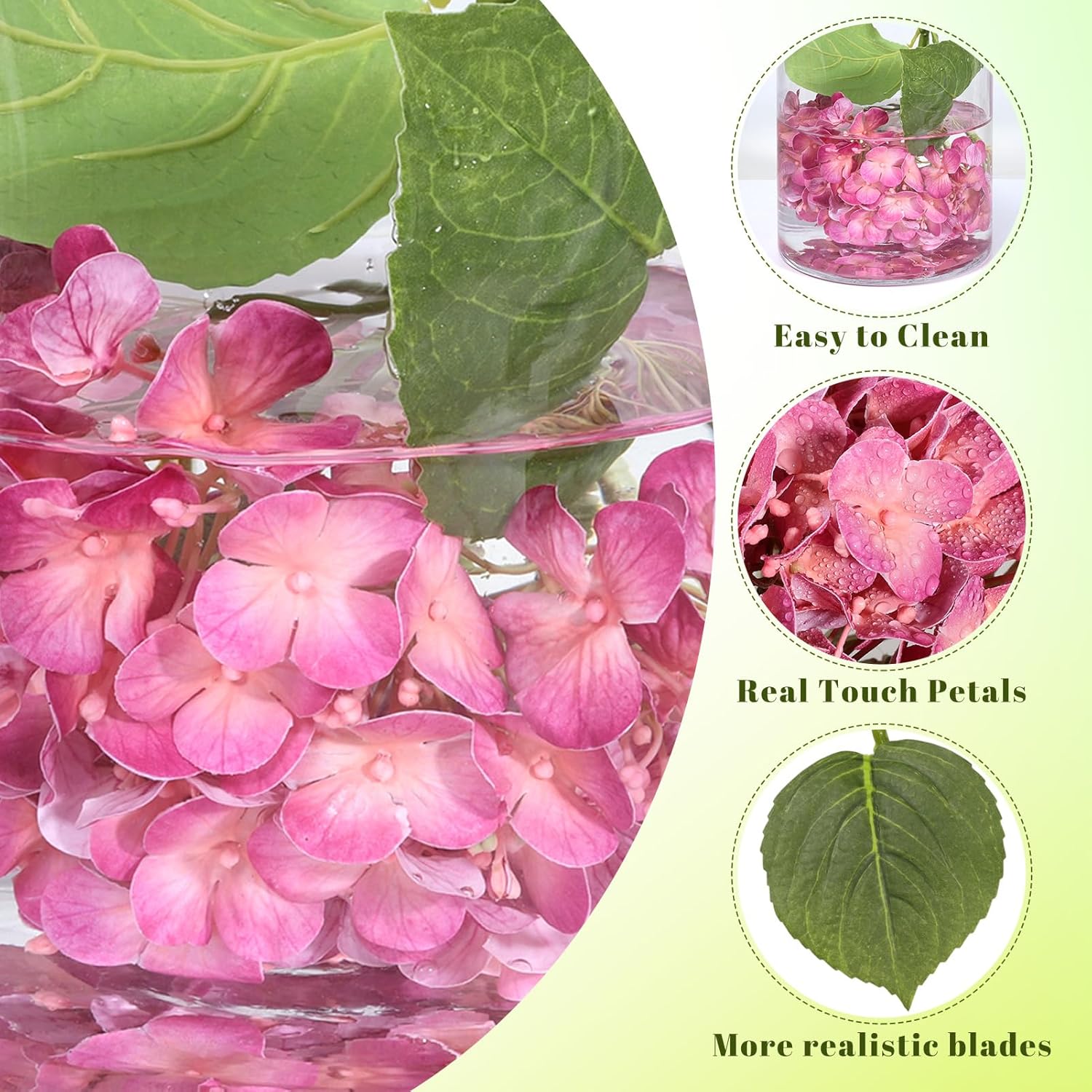 Hydrangea Artificial Flowers 4 Pcs 20" Magenta Latex Real Touch Hydrangea Flowers Full Faux Hydrangea Flowers Fake Bouquet For Outdoors Home Decor Table Party Wedding Centerpiece Bouquet Floral