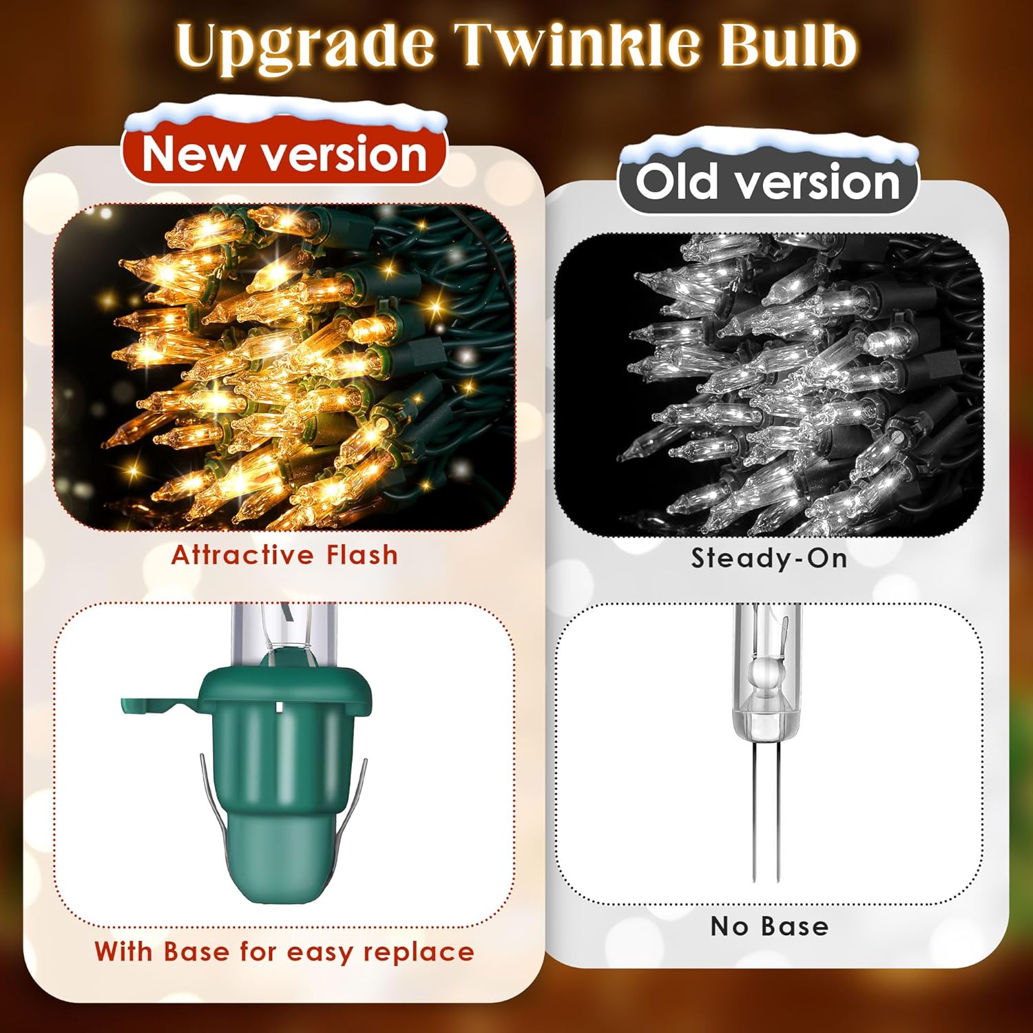 50 Pieces Twinkle Christmas Tree Light Replacement Bulbs, 2.5 Volt Clear Incandescent Bulbs Christmas Tree String Light