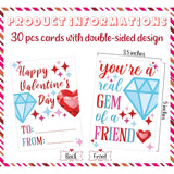 30 Pcs Valentines Day Cards For Work And Class, Gem Valentine Cards, 3.5X5 Tween Valentines Cards Classroom Exchange, Funny Coworker Valentines Cards For Colleagues Boss Employees