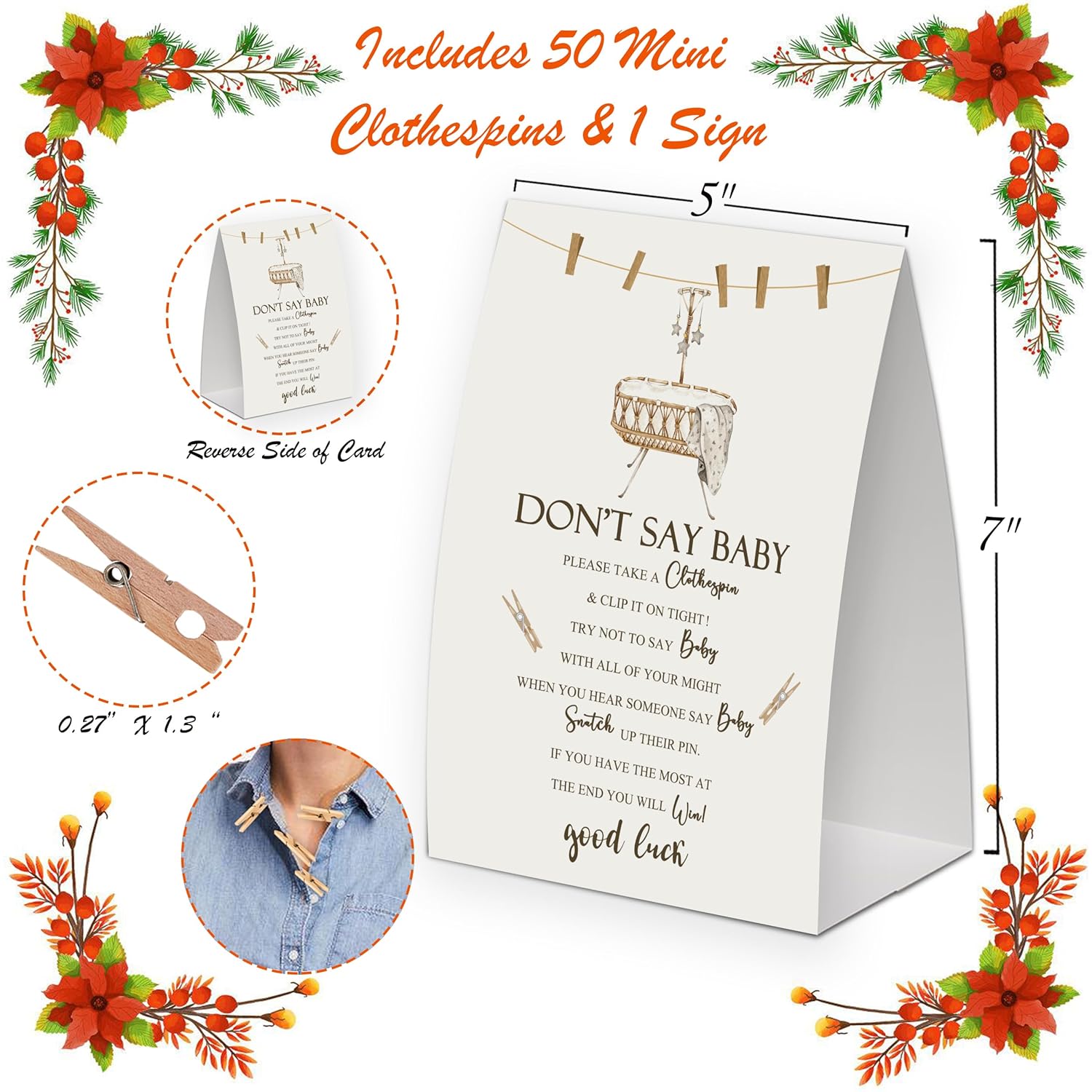 Neutral Boho Shower Decorations,Don'T Say Baby Baby Shower Game,Gender Neutral Baby Shower Decorations,Small Clothespin Game,Baby Shower Ideas,Baby Shower Games 50 Guest,Fall Party Games
