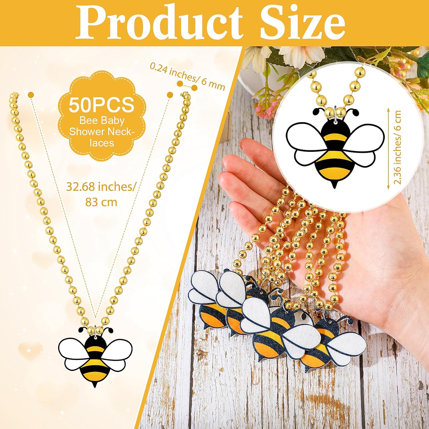 51 Pcs Don'T Say Baby Shower Game Bee Baby Game Sign Wooden Baby Shower Table Decor 50 Bee Felt Necklaces Bee Shape Necklaces For Baby Shower Winner Prizes Gender Reveal Party Favors