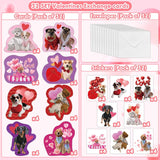 32 Pack Valentines Card For Kids Classroom, Pet Dogs Valentines Cards With Tattoos Envelopes, Happy Valentine Cards For Kids School, Party Exchange Favors Gifts For Boys Girls