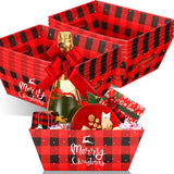 24 Pcs Christmas Baskets For Gifts 10 X 8 Inch Empty Basket With Handle Christmas Baskets For Gifts Wine Gift Basket Empty Red Sturdy Diy Bulk Gift Basket Kraft Market Tray Basket With Handles