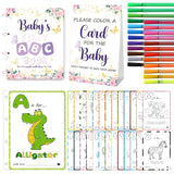 Baby’S First Abc Book Baby Shower Activity & Keepsake Game, A To Z Animal Coloring Cards With 24 Watercolor Pens, Fun & Interactive Baby Shower Game For Guests, Guest Book Alternative (Butterfly)