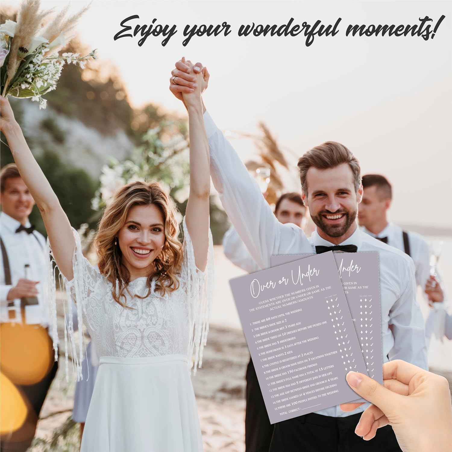 Over Or Under Game Cards For Bridal Shower(30 Pcs), Minimalism Pale Purple Wedding Party Game Cards, Mr & Mrs, Engagement Party, Bridal Shower Party Games & Activities - C04