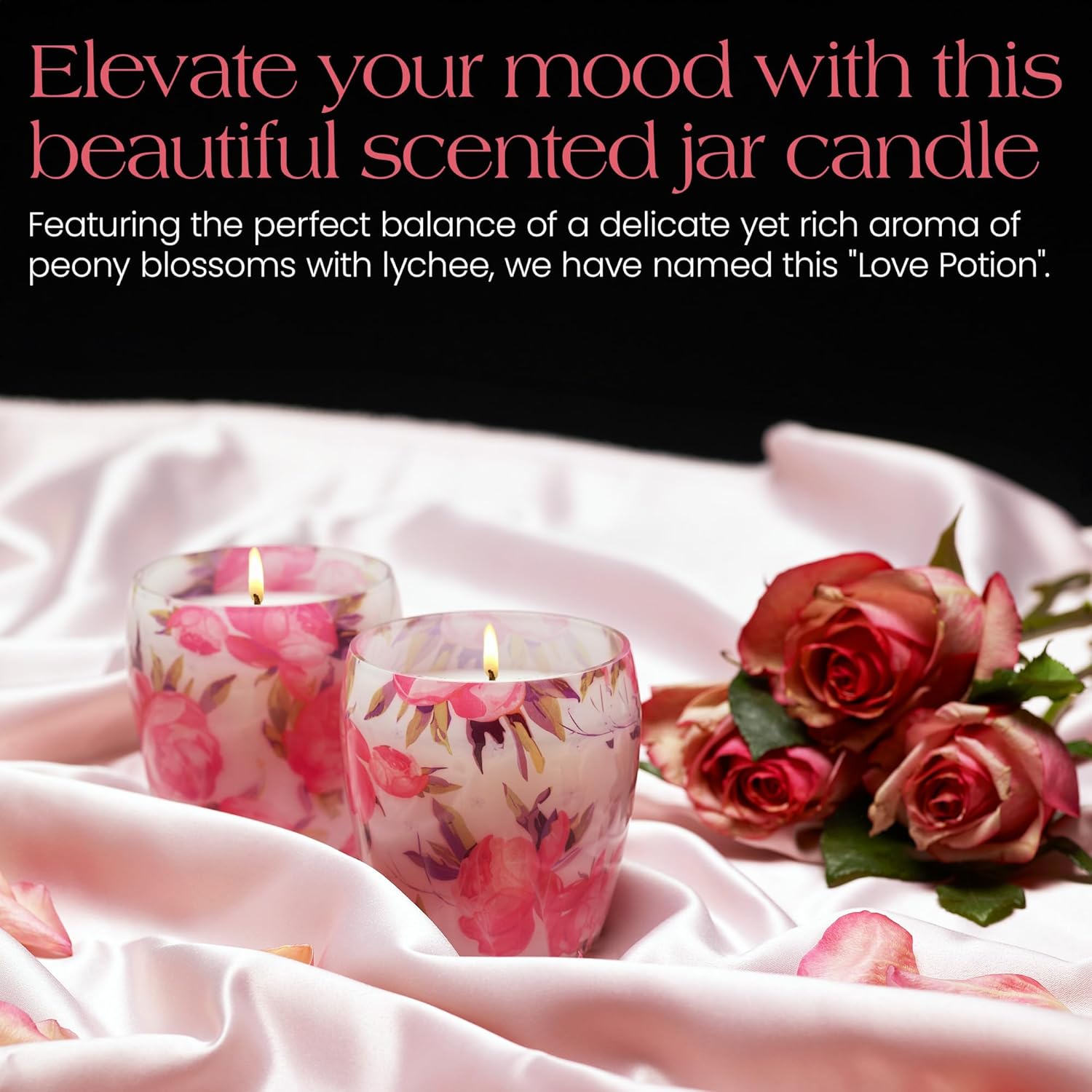 Luxury Love Candle Gifts For Women - Peony & Lychee Scented - Natural Soy Coconut Wax Blend - Elegantly Gift Packaged - 50-Hour Smoke-Free Burn Time