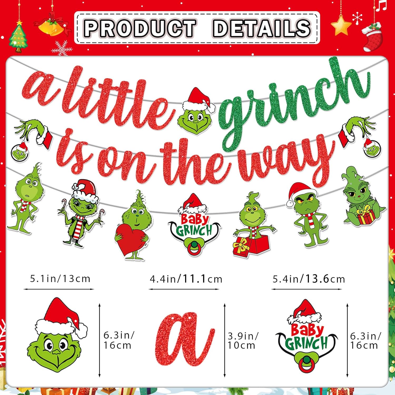 Green Monster Christmas Baby Shower Decorations With Banner Centerpieces Garland For Whoville Gender Reveal Party Supplies