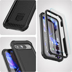 Pixel 9/9 Pro Case, Belt Clip, Dual-Layer, Tempered Glass, Ultra Protective, Black