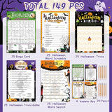 149 Pcs Halloween Party Games With Pencil 25 Players Halloween Word Search Scramble Trivia Quiz Game Bingo Card For Adults Groups Fall Family Activities Party Favors Supplies