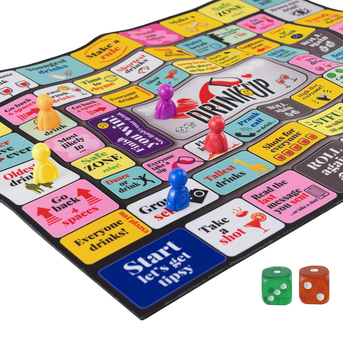 Get The Party Started With Drinking Up – The Exciting Drinking Board Game For Adults! Ideal For Game Nights, Bachelorette Celebrations & Birthdays (2-8 Players, Ages 19+) (Colorful)