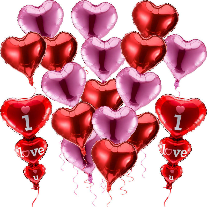 2 Pieces I Love You Red Heart Balloons And 20 Pieces Heart Shaped Foil