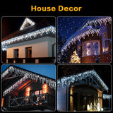 Christmas Lights Outdoor, 33Ft 400 Led Icicle Lights For Outside, Plug In Curtain String Lights With 8 Modes Waterproof